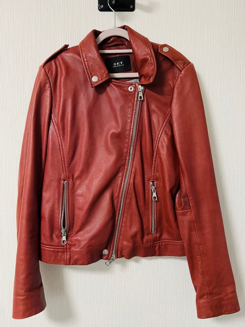 レザー ライダースジャケット 赤