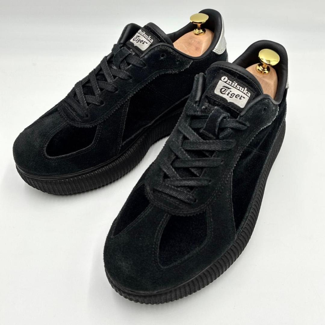 美品 オニツカタイガー デレシティ スニーカー ブラック ベロア 厚底 27cm