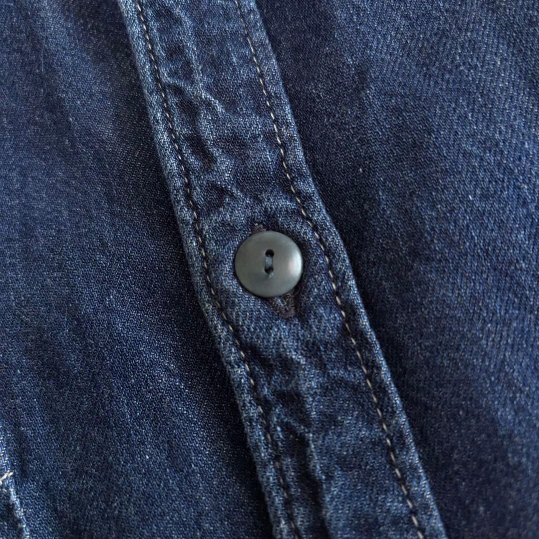 ネイバーフッド デニムシャツ ワークシャツ 丸襟 濃紺 XL