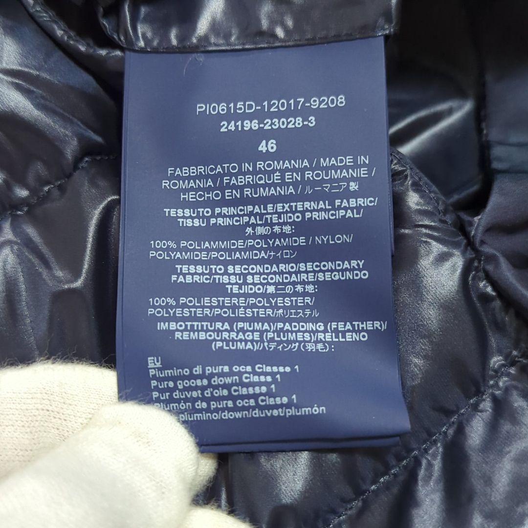 極美品 HERNO 46 大きいサイズ 半袖 ダウンベスト 異素材切替 紺