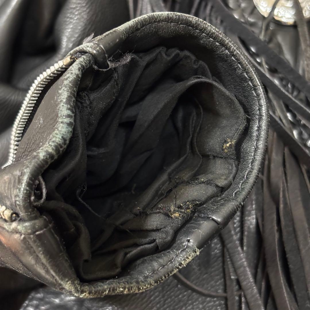 FIRST 本革 フリンジ ライダースジャケット ブラック