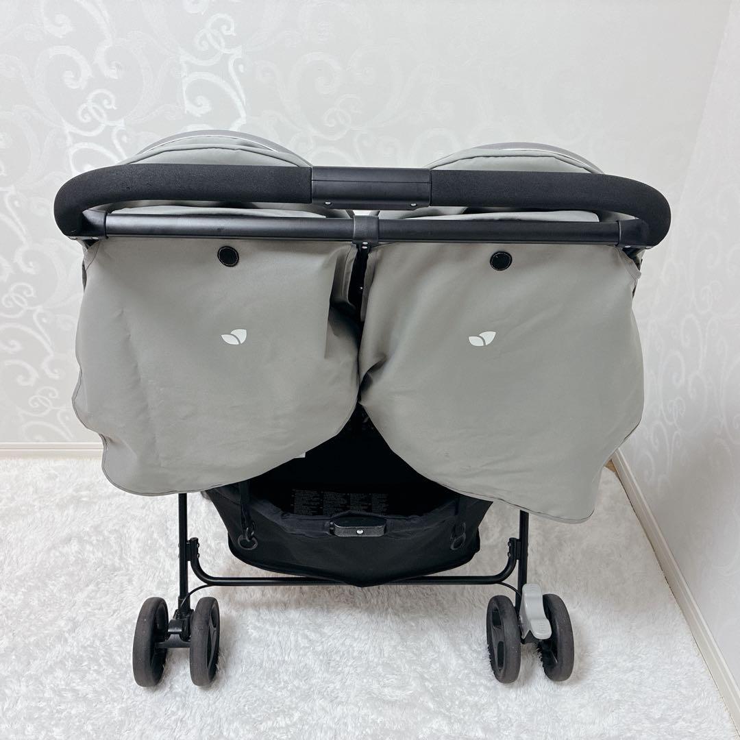 【美品】Joie ジョイー エアツイン 二人乗りベビーカー　レインカバー付き