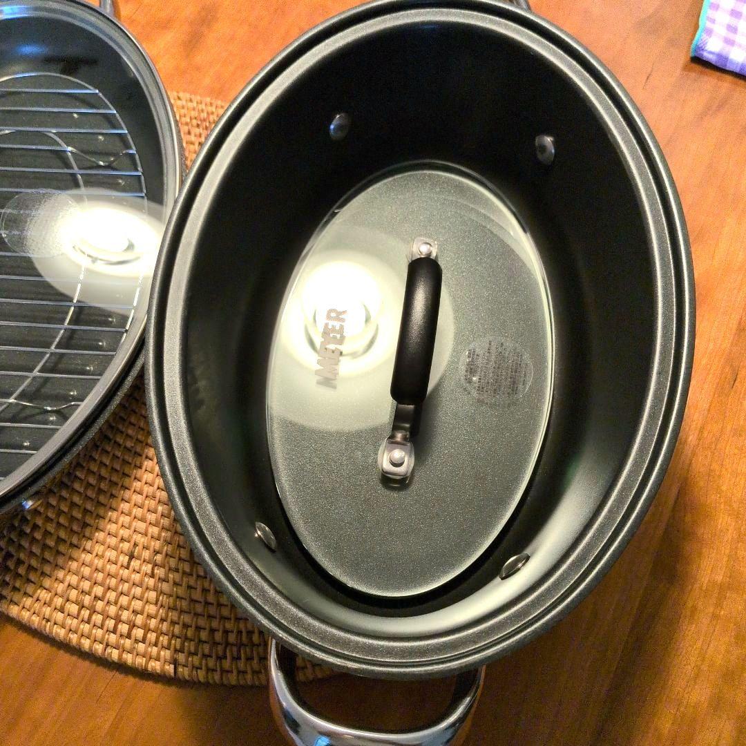 美品　 MEYER オールインワン オーバルパン グリルプレス＆中網付き！