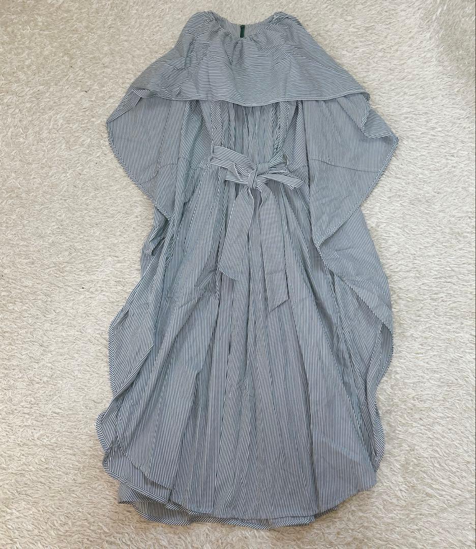 極美品　support surface ストライプ　ドレープワンピース　グリーン