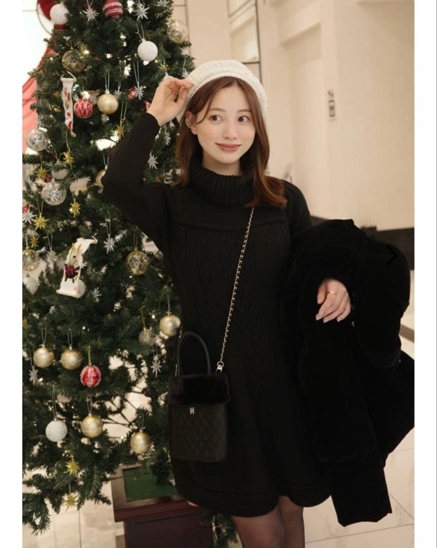 新品タグ付herlipto Clara Cable Knit Dress 黒 S