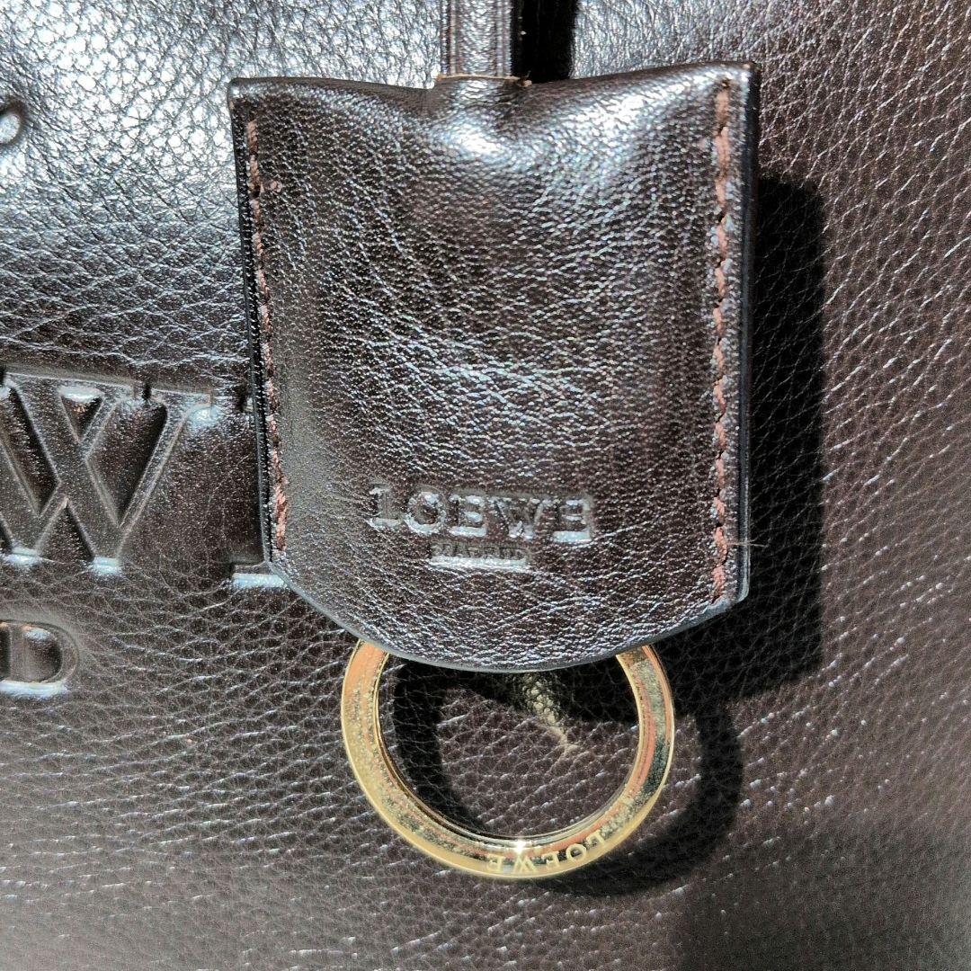 【美品 A4◎】ロエベ　ヘリテージ　トートバッグ　ビッグロゴ　ビジネス　シボ革