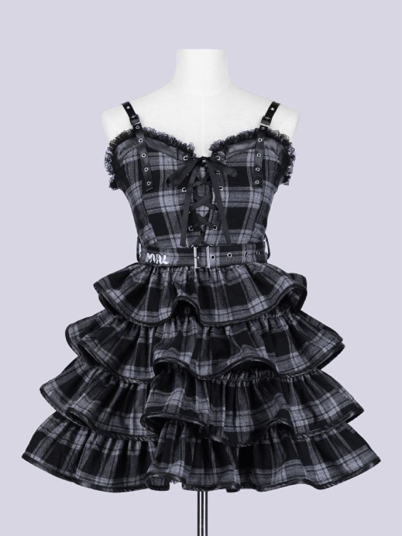 QOOZA IMVAL / Check Layered Dress［GRY］