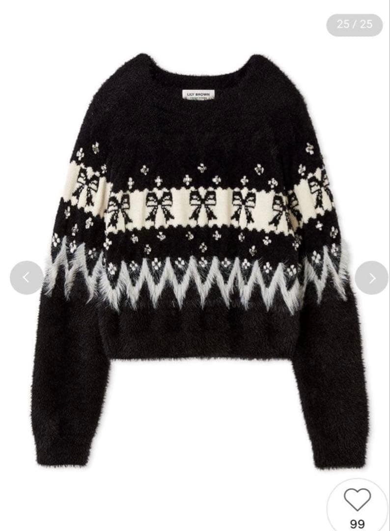 LILY BROWN [L.B CANDY STOCK]リボンビジューニット