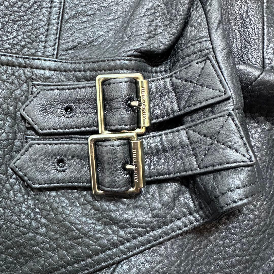 バーバリーブリット ライダースジャケット バイカージャケット 羊革 黒 42