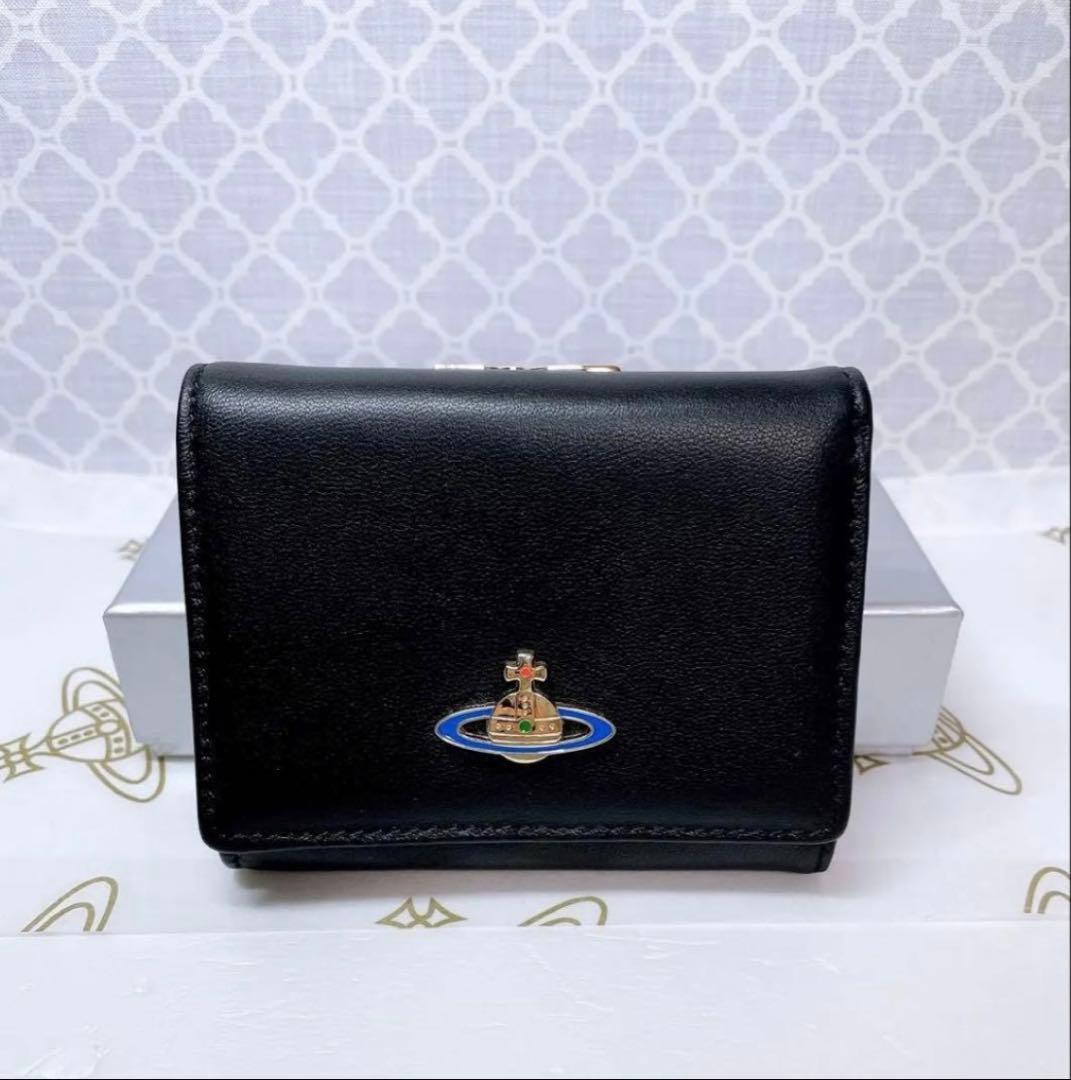 【ショッパー付】新品 ヴィヴィアン・ウエストウッド 三折財布 黒