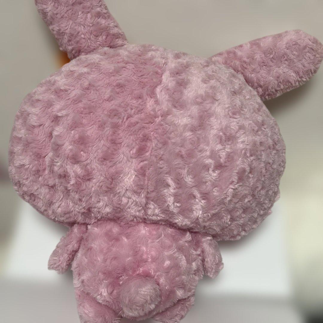 かおもじん　うさみみ＆ねこみみ　メガBIGぬいぐるみ　うさぎ　ぬいぐるみ　ピンク