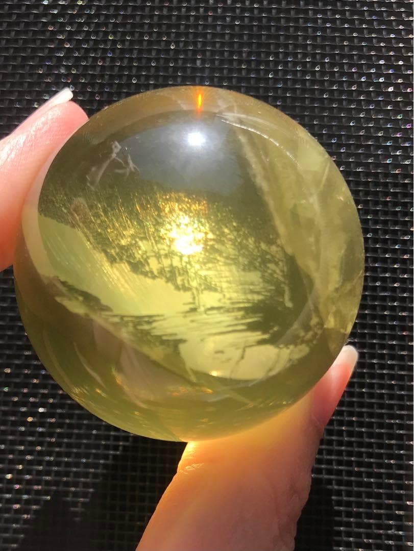 ☘️S①❤︎虹入り❤︎シトリンクォーツ丸玉　天然石　パワーストーン