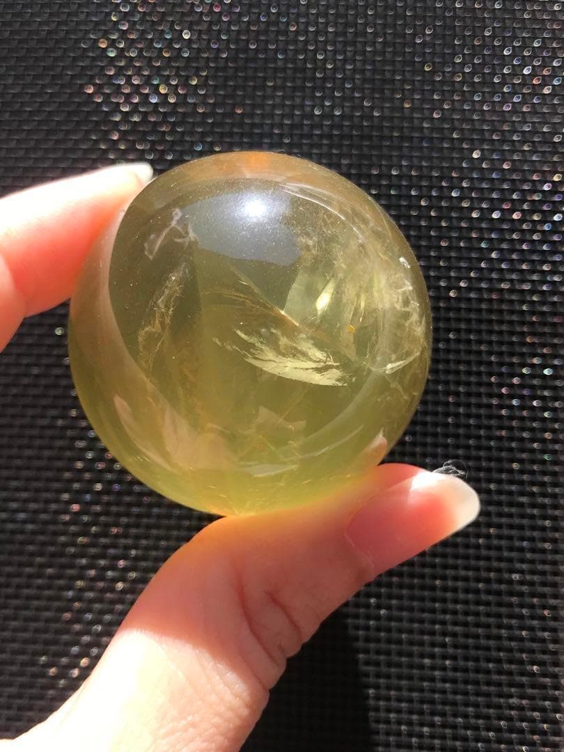 ☘️S①❤︎虹入り❤︎シトリンクォーツ丸玉　天然石　パワーストーン