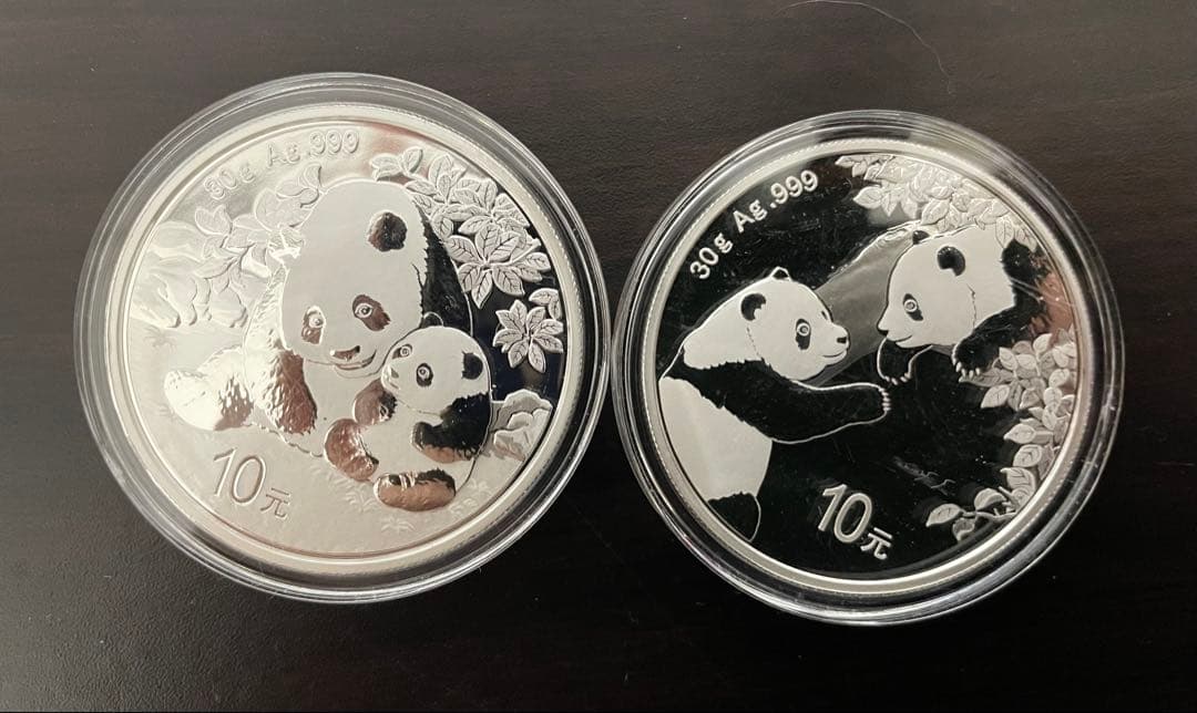 中国パンダ 10元 1オンス銀貨 2枚セット(2023,2024年)