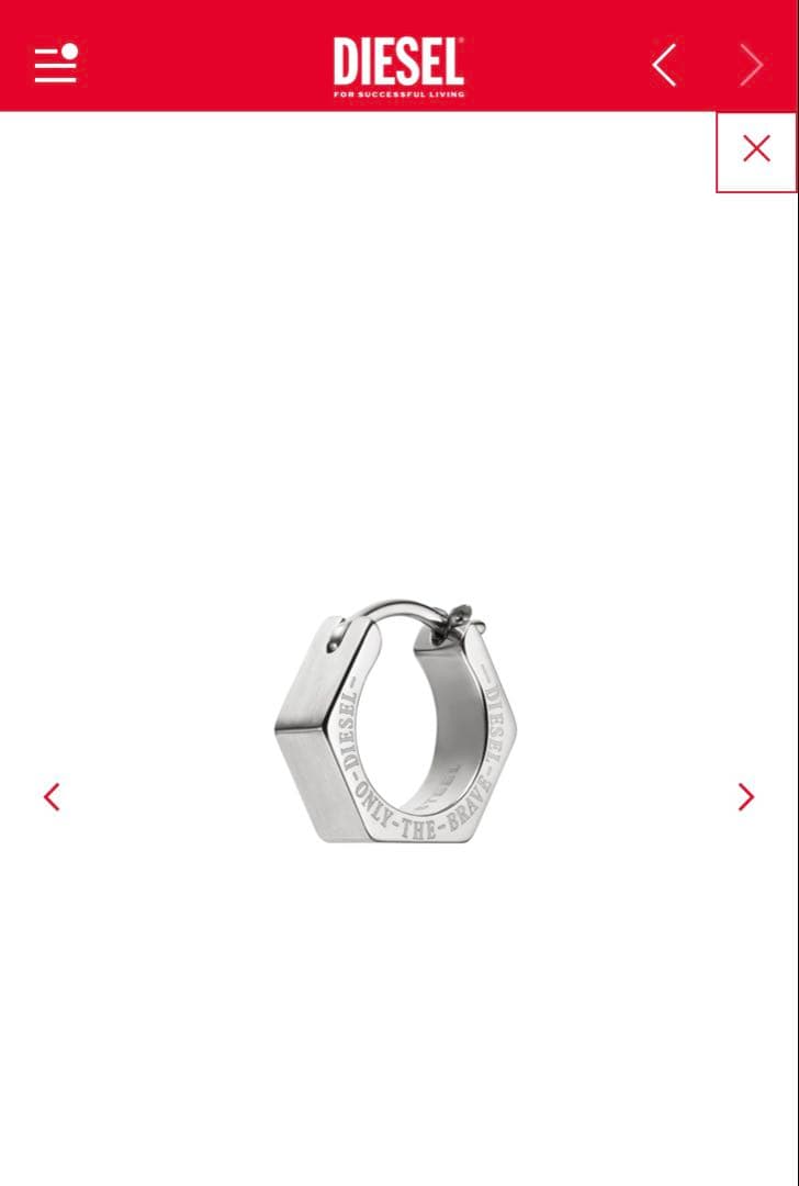 DIESEL 六角形フープピアス シルバー