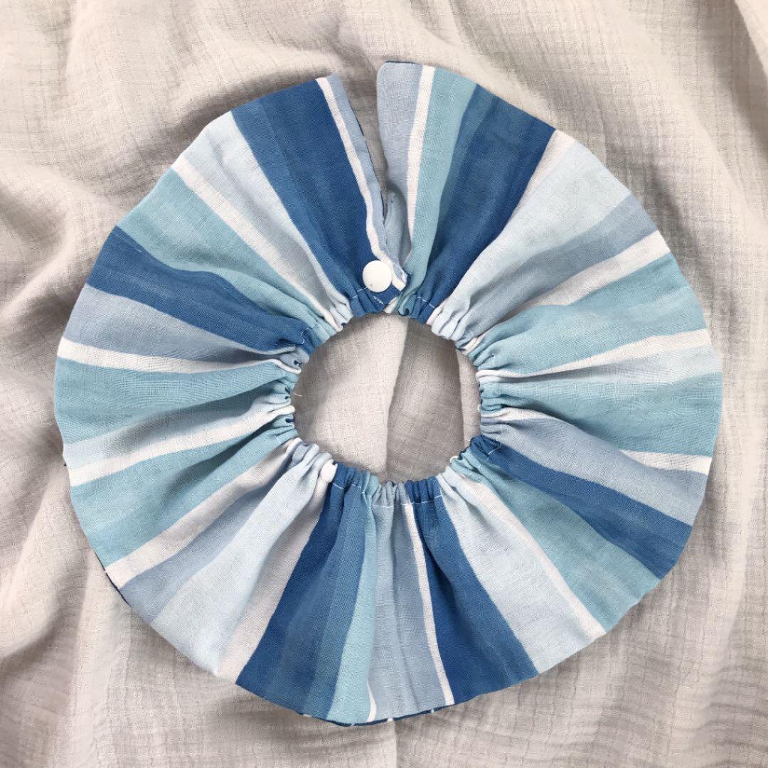 ★青マーカーたて×ブルータイル★ ハンドメイド　リバーシブル　スタイ　男の子