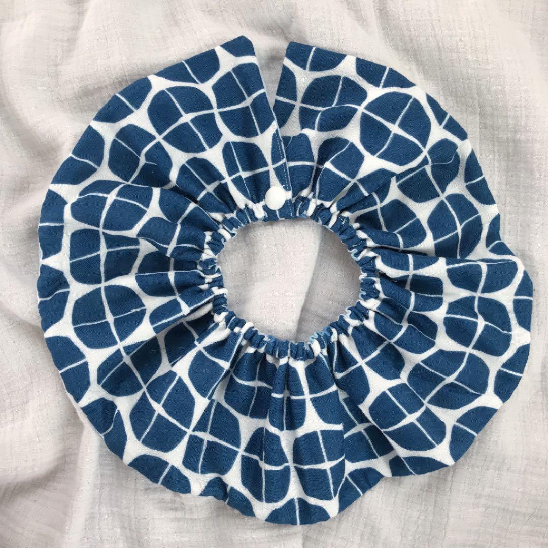 ★青マーカーたて×ブルータイル★ ハンドメイド　リバーシブル　スタイ　男の子