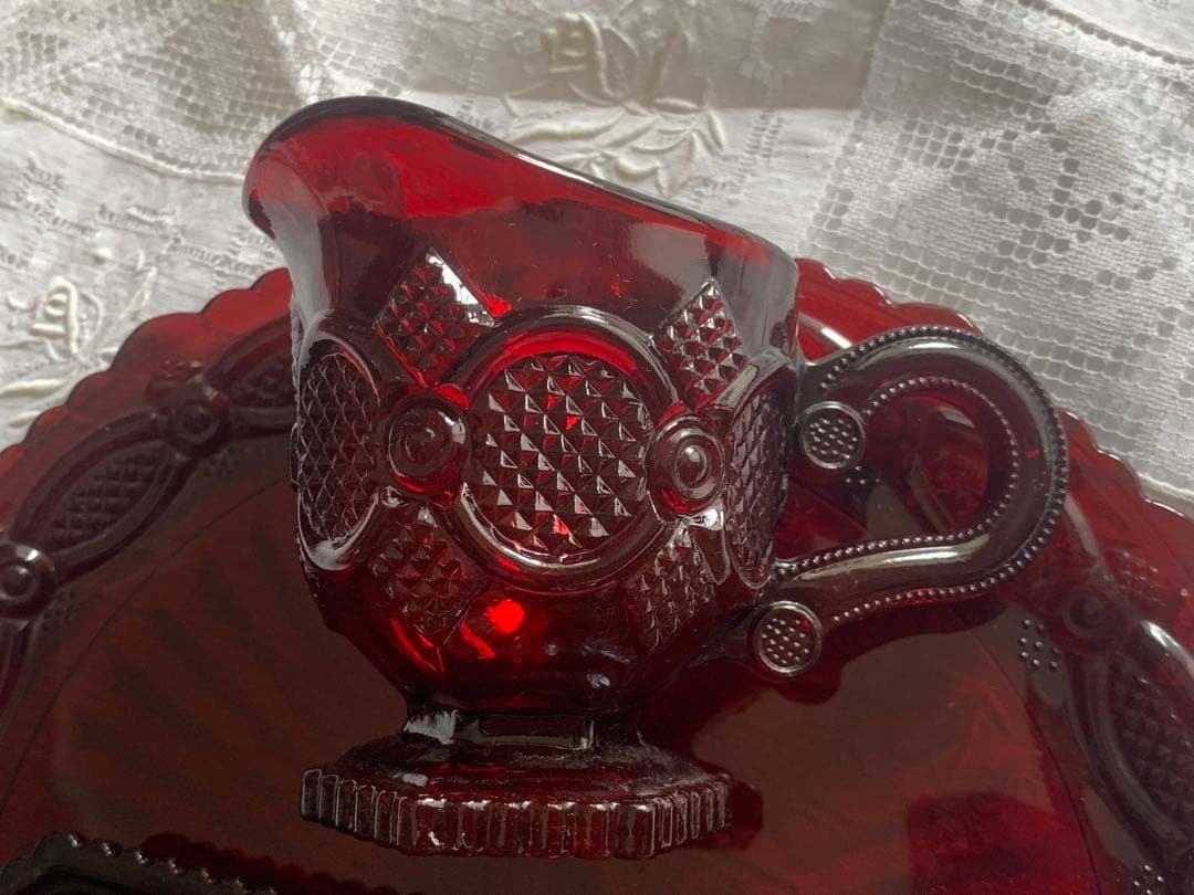 エイボン　1876ケープコッドガラス　ルビーレッド　AVON 3点セット