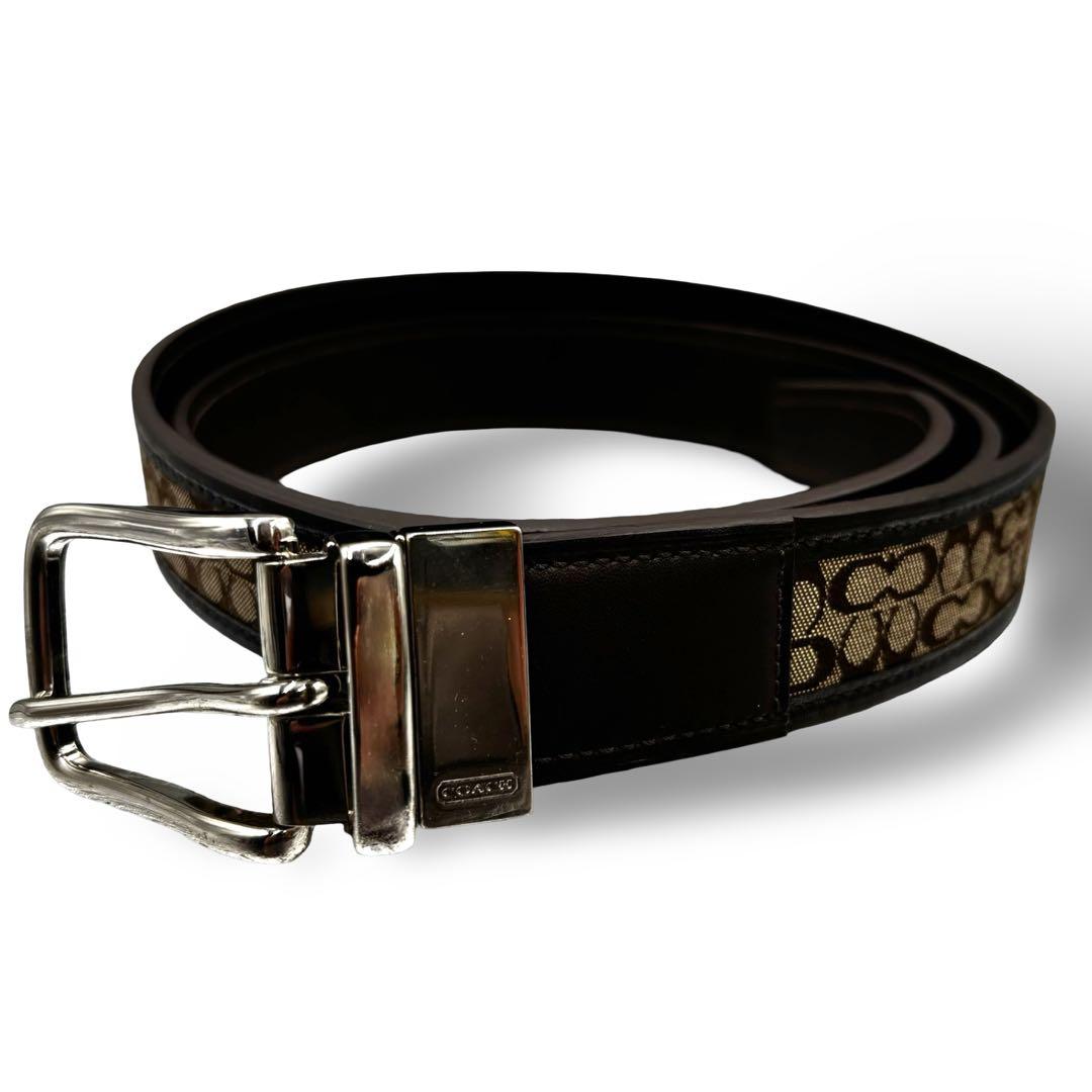 【極美品】コーチ　ベルト 90107 シグネチャー　レザーキャンバス　男女兼用