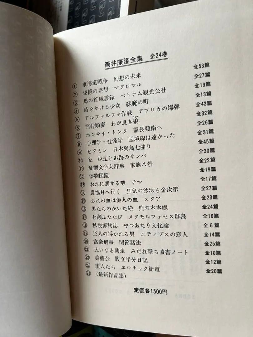 筒井康隆 全集24巻、解説付録、手書き原稿特典オマケ付（1984年）