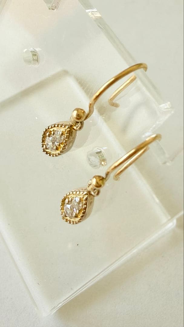 ete K18 S925 ミルグレイン　ピアス