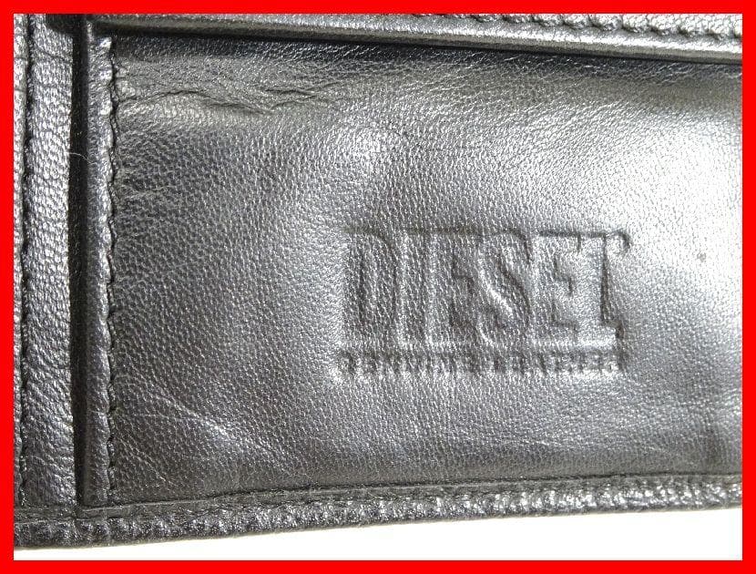 DIESEL　 ディーゼル　二つ折り財布　ロゴ　革　黒　Mイ-198
