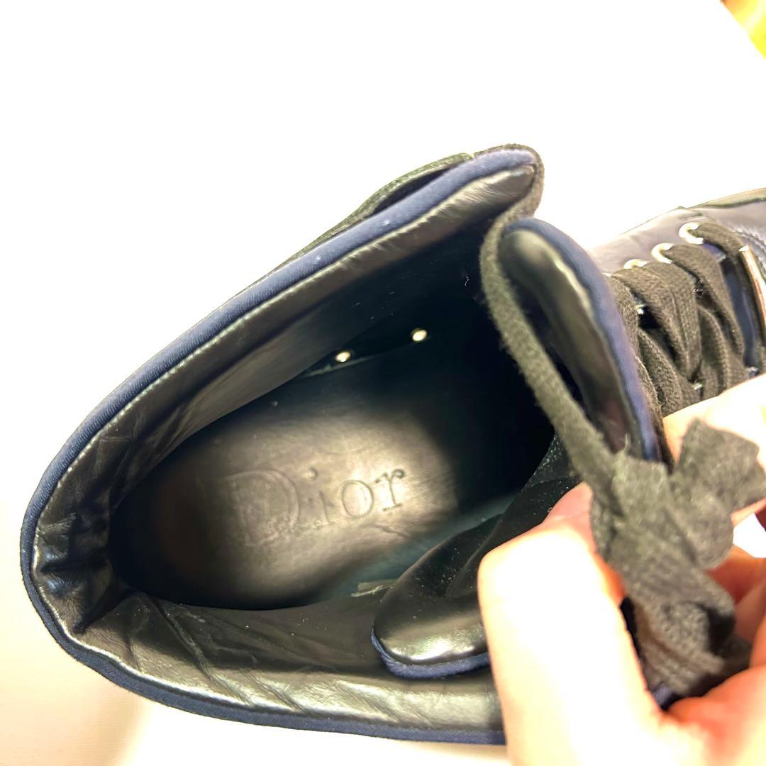 箱付き✨ディオールオム スニーカー ハイカット レザー ネイビー×ブラック