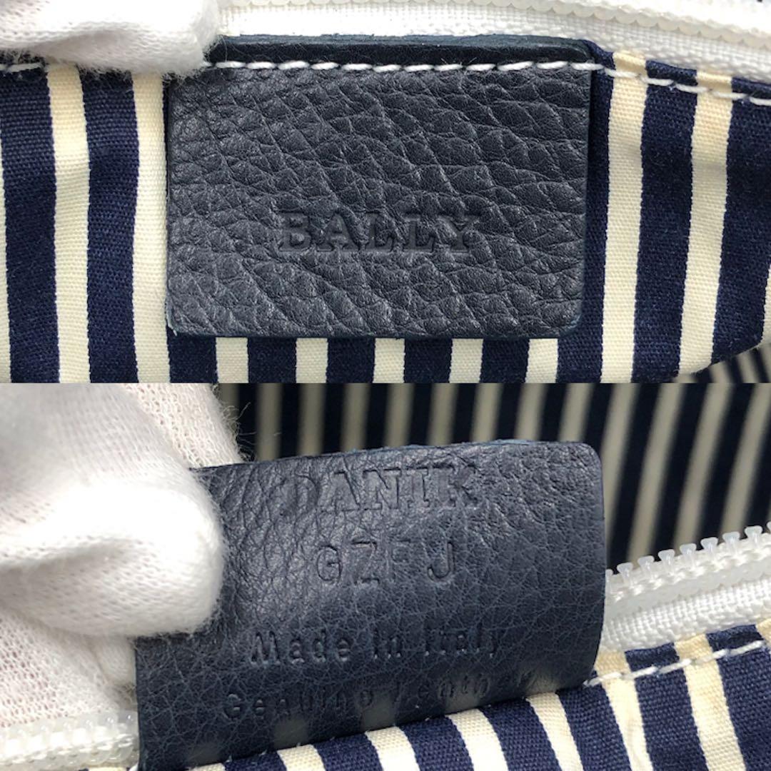 希少 極美品 バリー ショルダーバッグ A4 ロゴ キャンバス レザー ネイビー