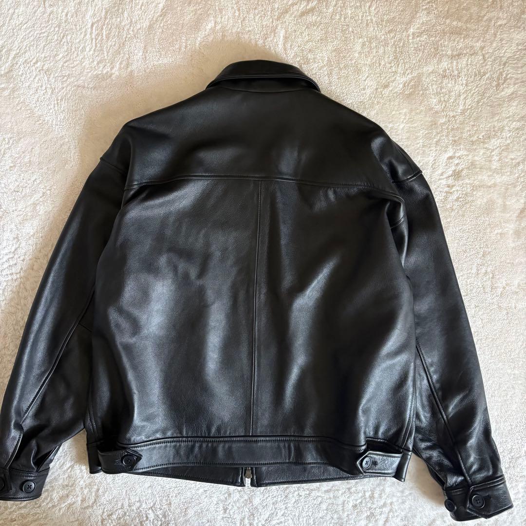BEAMS ワイドフィット　レザー　ジップブルゾン