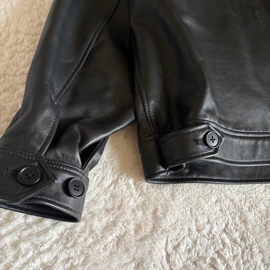 BEAMS ワイドフィット　レザー　ジップブルゾン