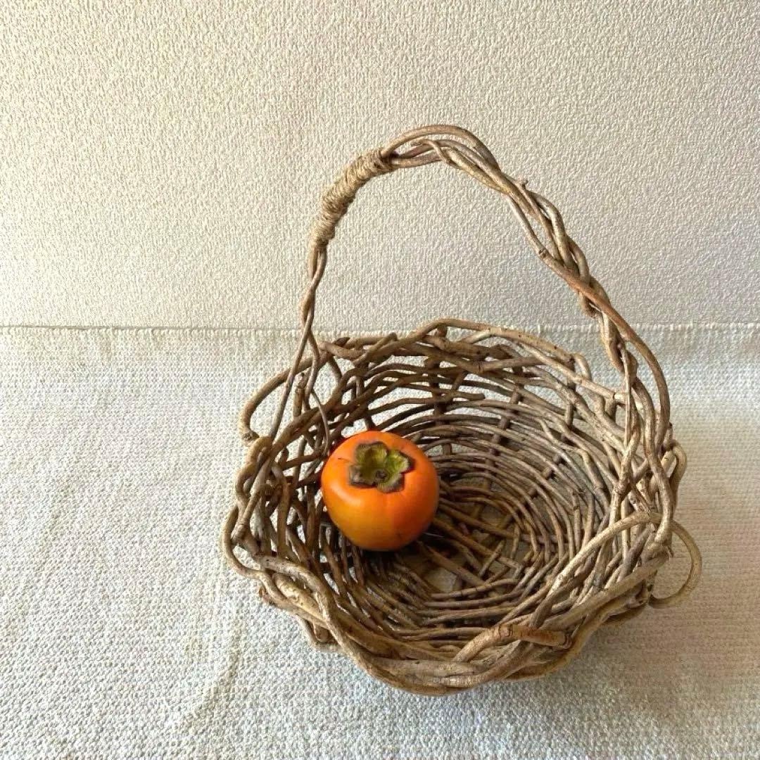 最終】蔓籠 藤蔓かご 蔓細工 あけび 葡萄蔓 バスケット 郷土飾りつる細工