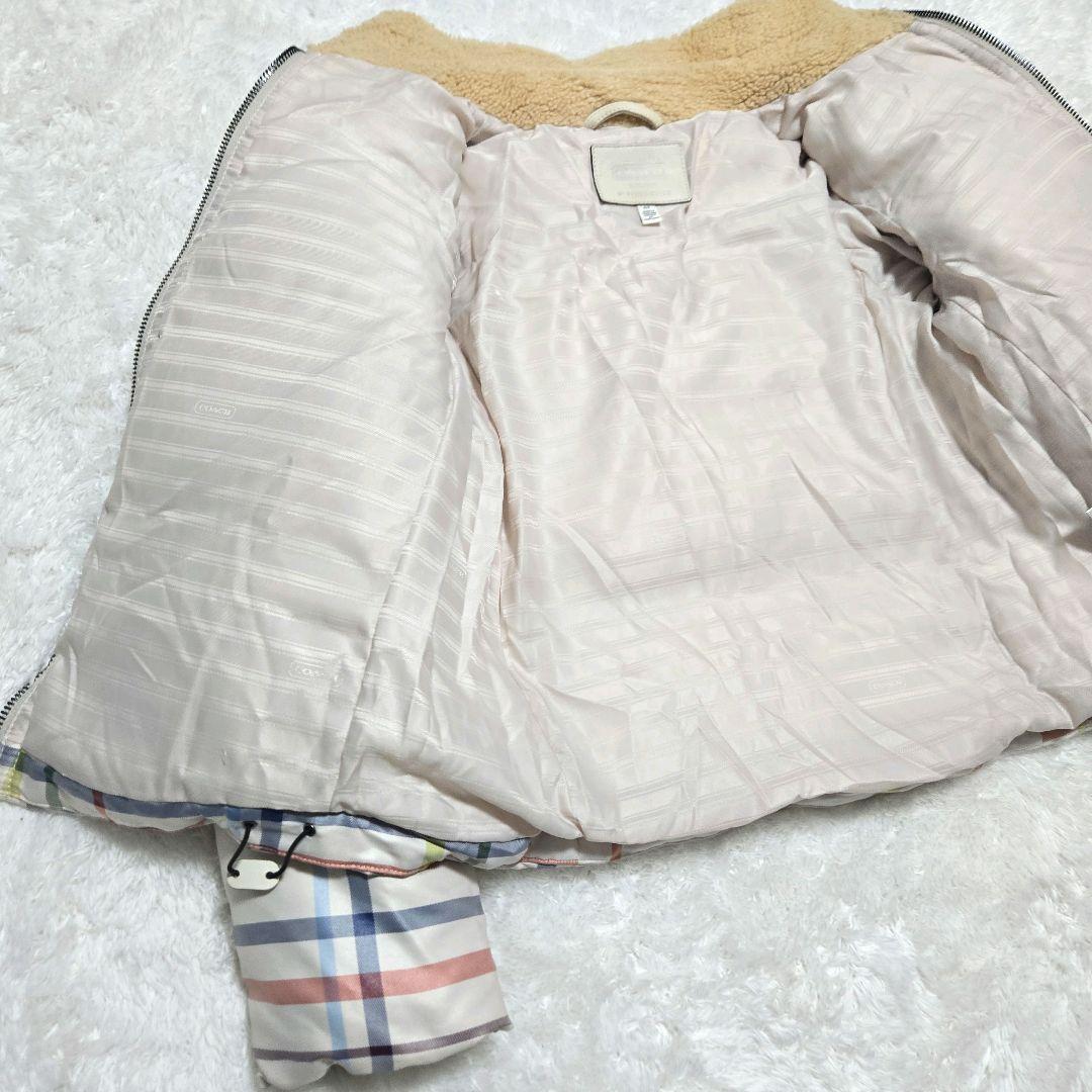 リクエスト品☆COACH ダウンジャケット ボア襟 羊革 マルチチェック S/P