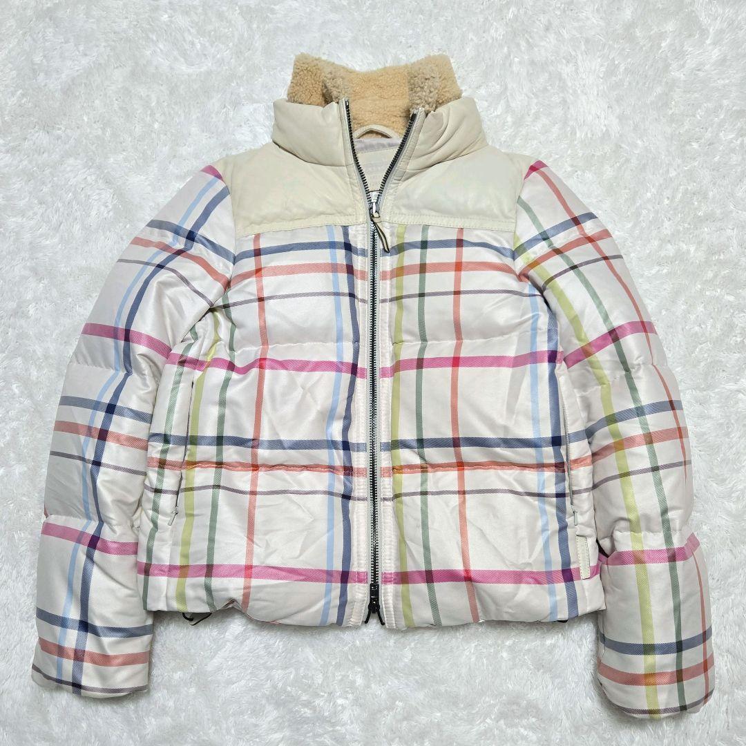 リクエスト品☆COACH ダウンジャケット ボア襟 羊革 マルチチェック S/P