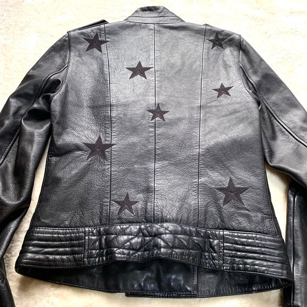 ✨美品✨ ZADIG&VOLTAIRE カウレザー ダブルライダース 星刺繍 黒