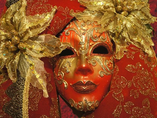 ベネチアンマスク Ventaglio Lux Rosso