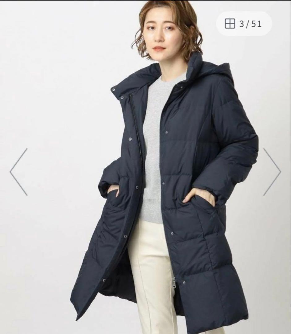 grove ダウンコート　ネイビー　Ｍ　つつまれロングダウン　フェザー　新品