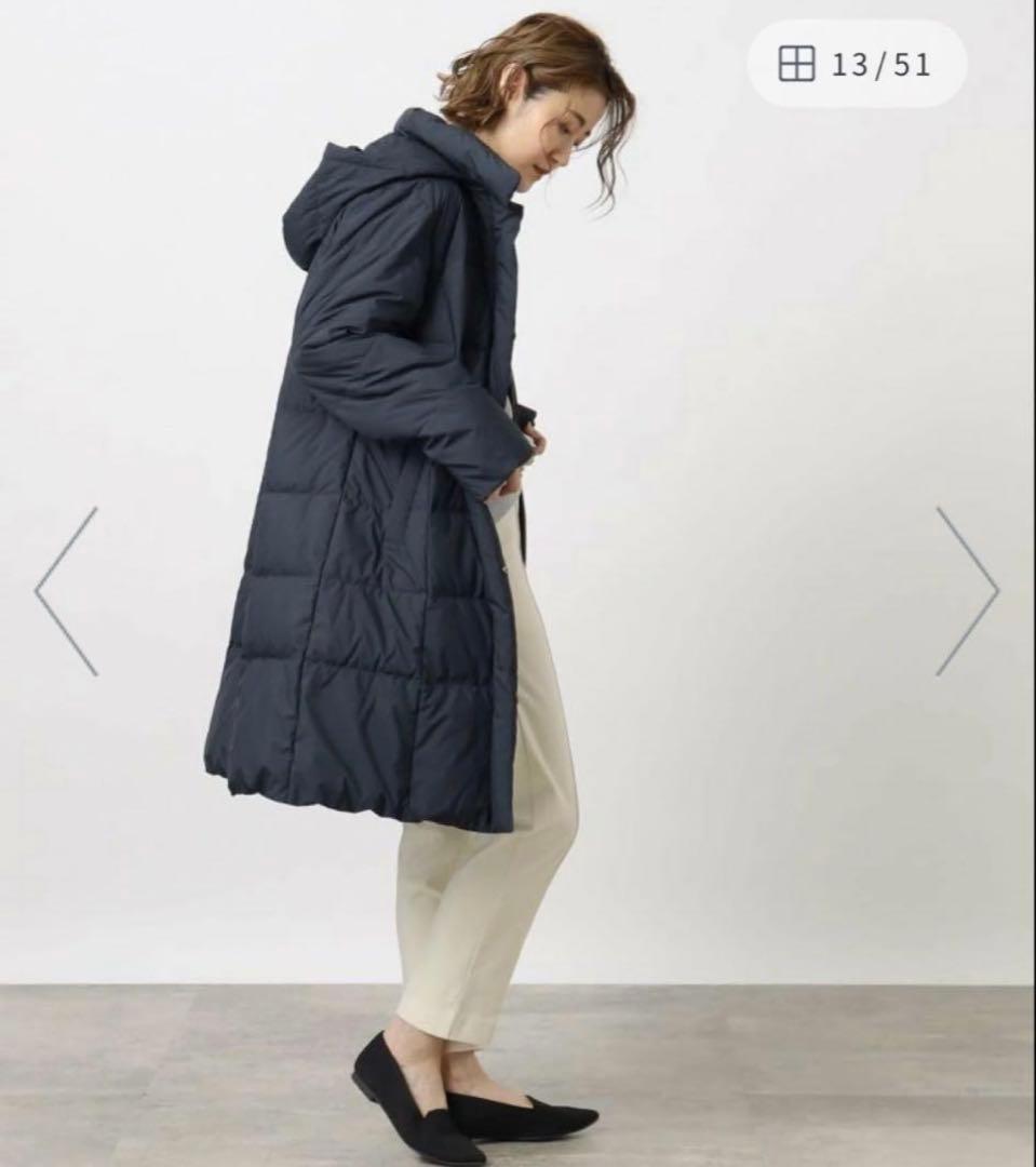 grove ダウンコート　ネイビー　Ｍ　つつまれロングダウン　フェザー　新品