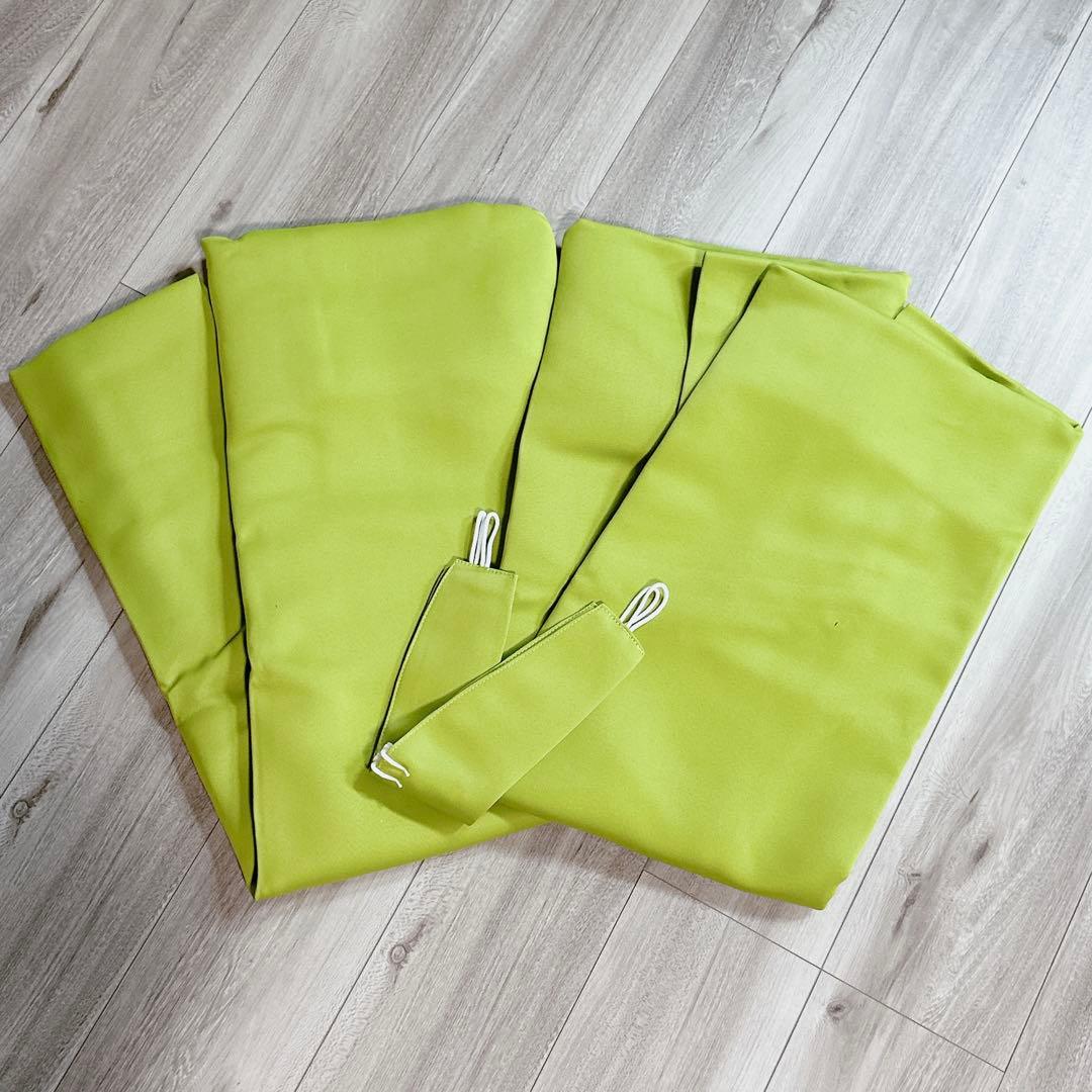 ♪カーテン 節電対策 黄緑 幅100×丈200cm ２枚セット 厚手カーテン