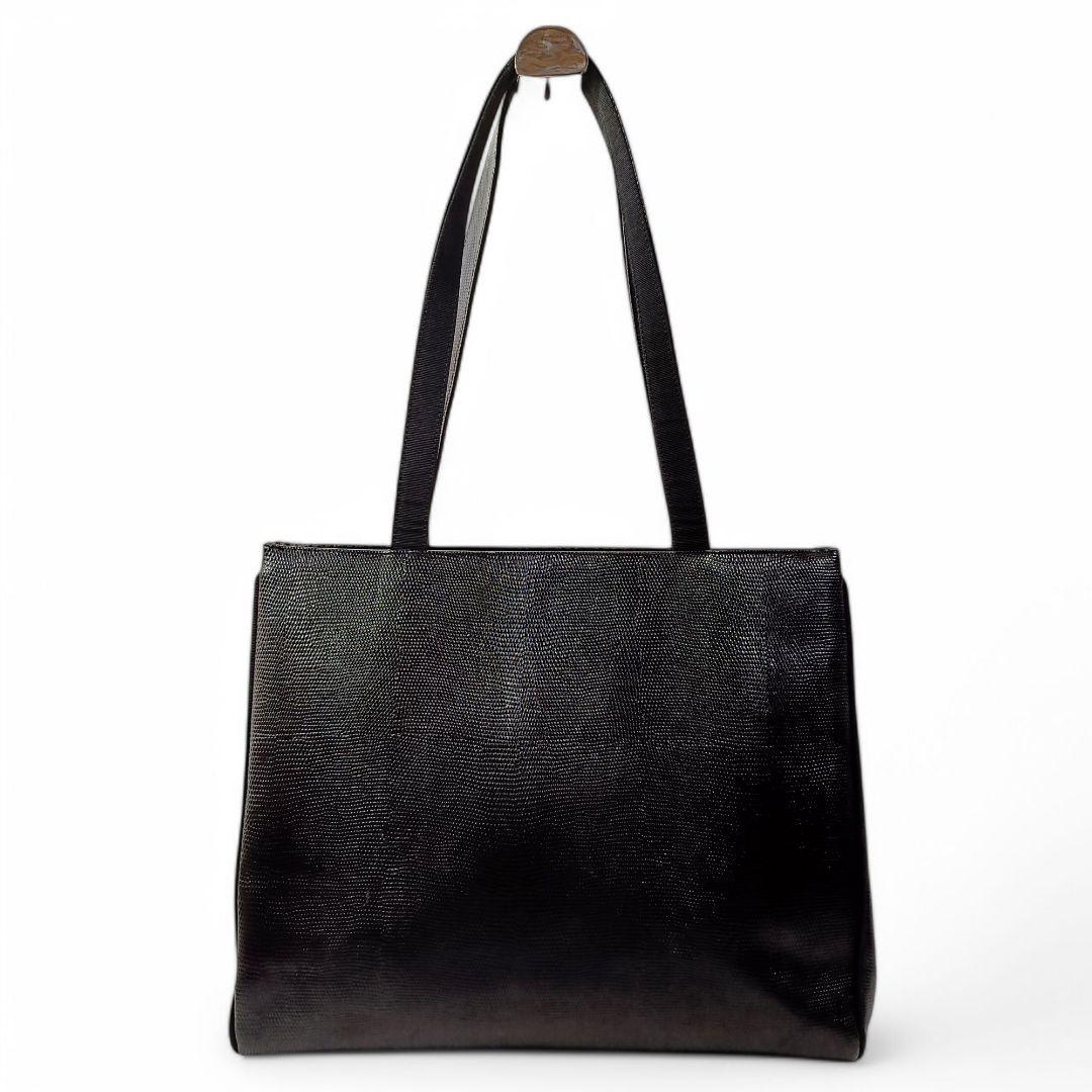 正規品 フェラガモ トートバッグ ヴァラ リザード生地 黒 ブラック A4収納