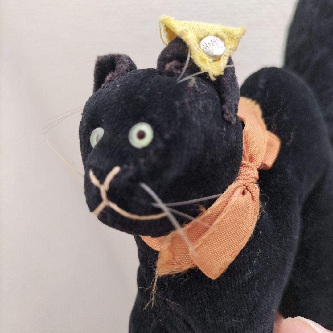 ビンテージ　シュタイフ　トム　キャット　黒猫　別珍製　高さ１０cm　②