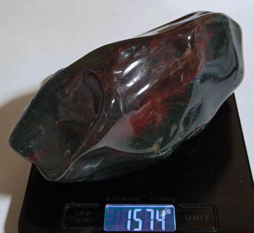 ジャスパー　緑碧玉　赤碧玉　磨き石　1574g　W180×D77×H84mm