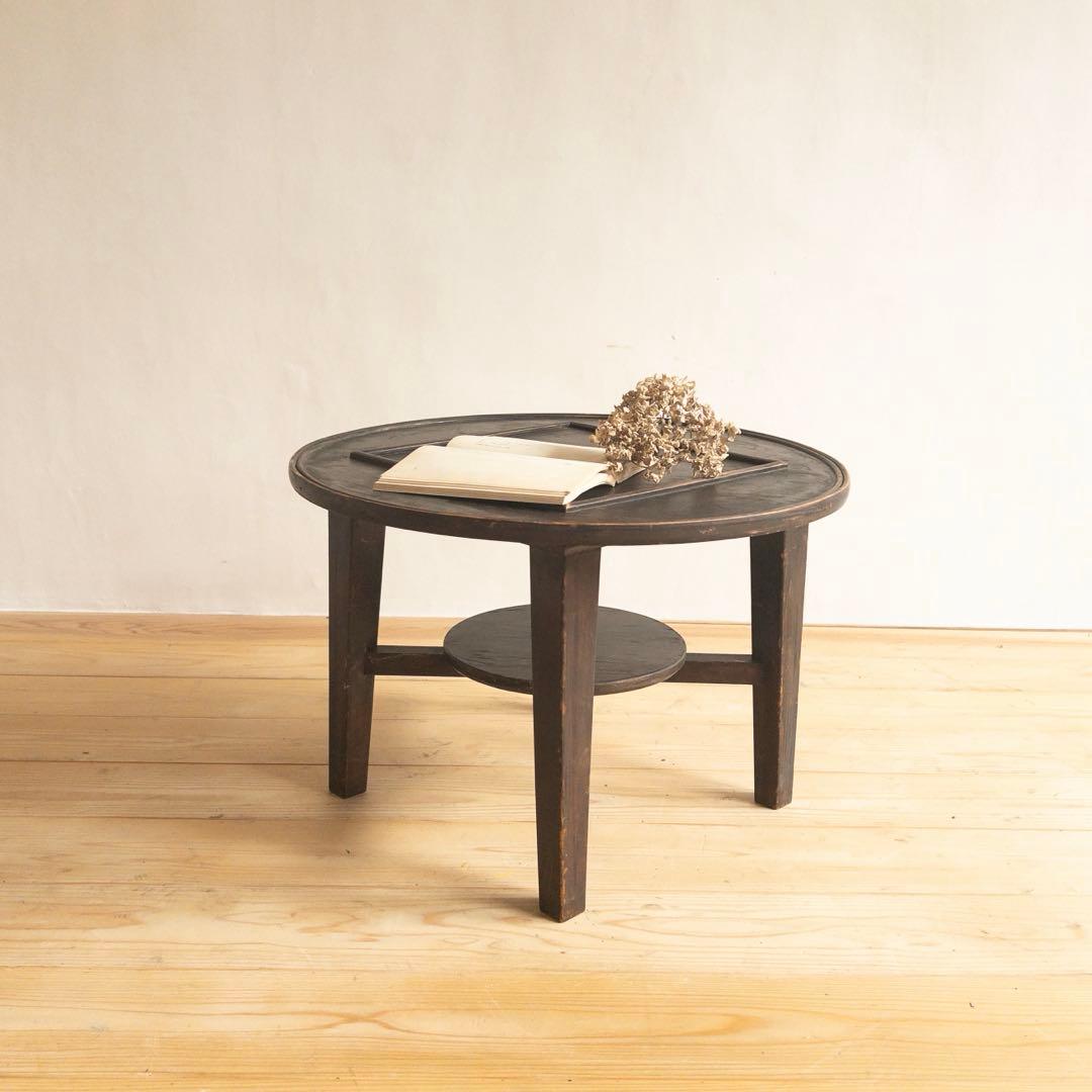 木製　円形ローテーブル　ちゃぶ台　古道具　古家具　アンティーク　ビンテージ