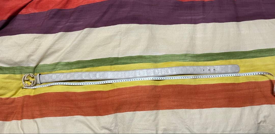 GUCCI 白色 レザー ベルト　34