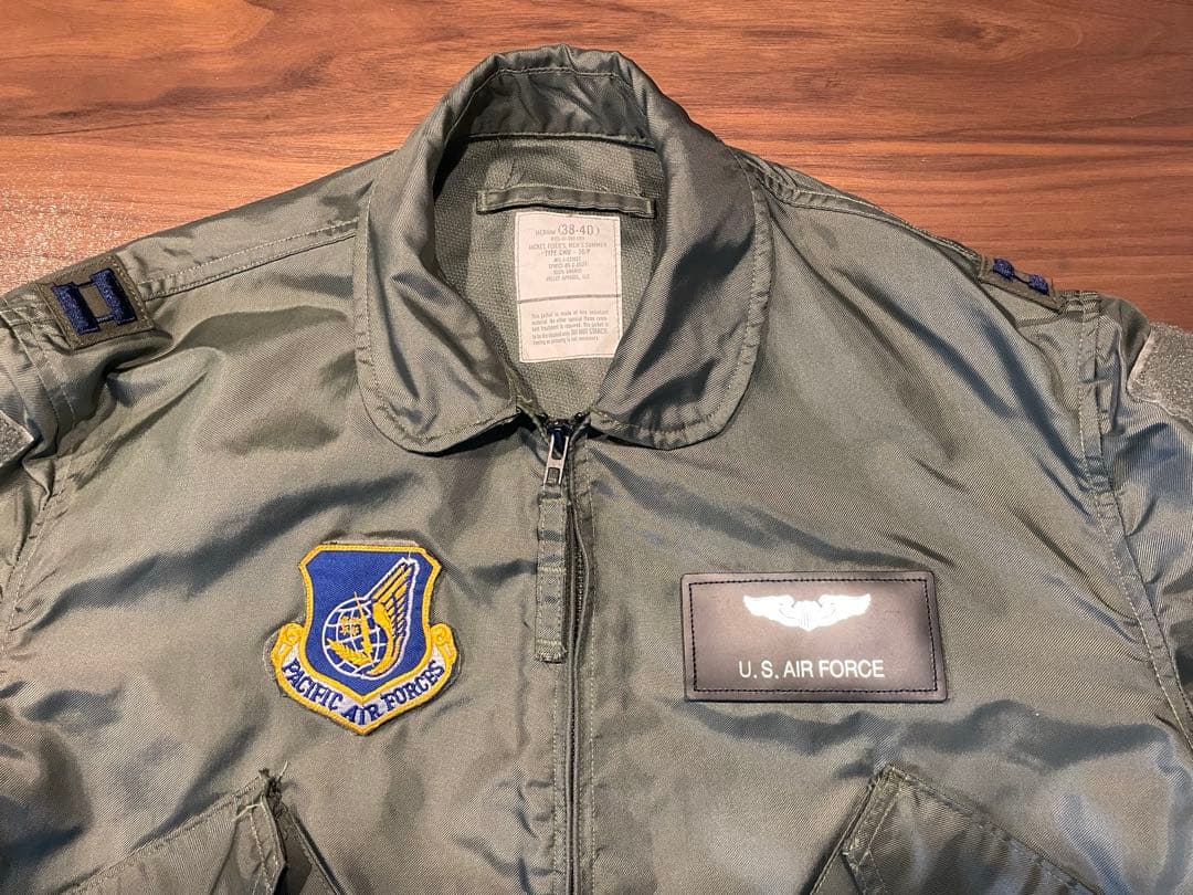 米空軍本物CWU-36Pフライトジャケット09年Mサイズ太平洋空軍大尉キャプテン