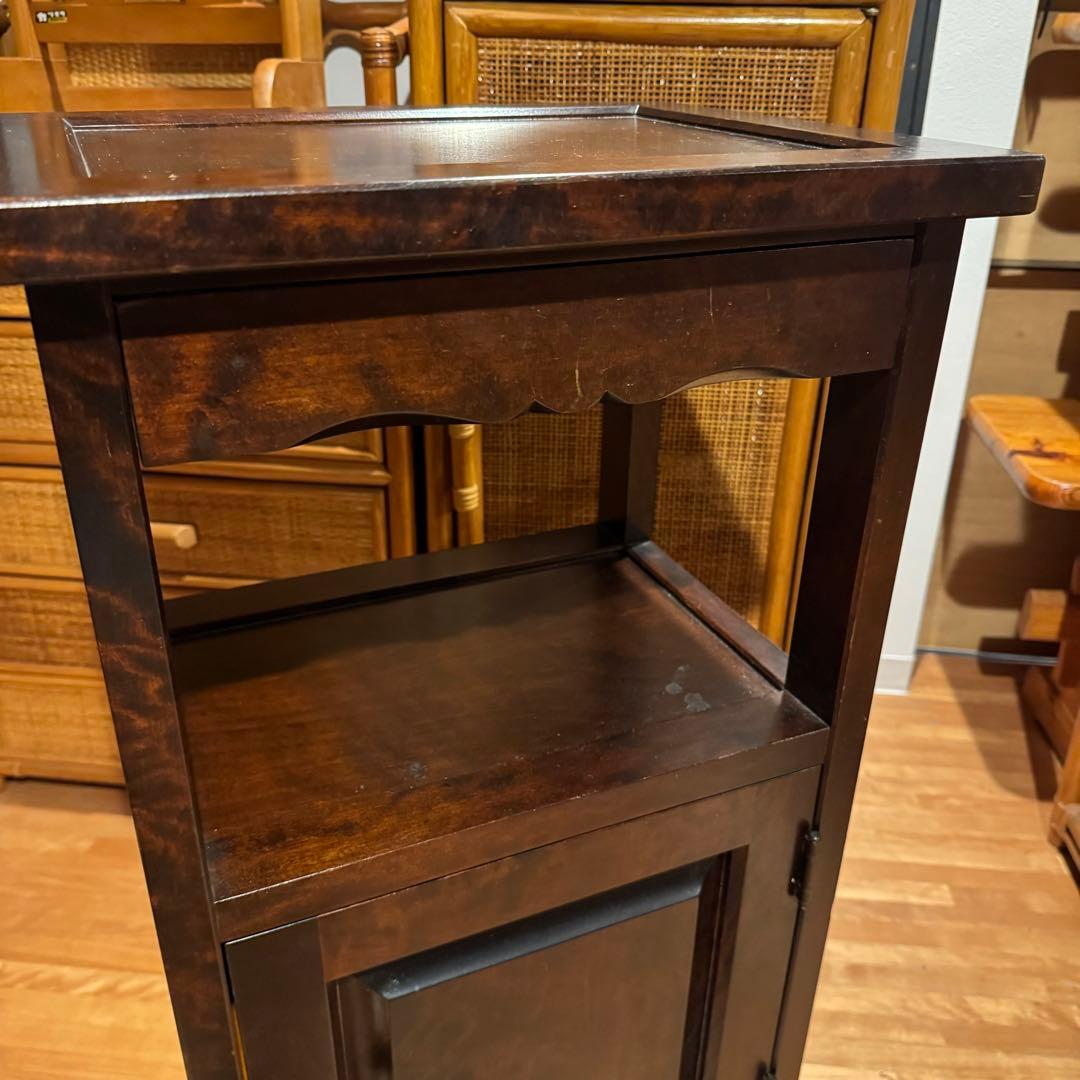 北海道民芸家具 カバ無垢材 ヴィンテージ 電話台 サイドテーブル 飾り台 花台