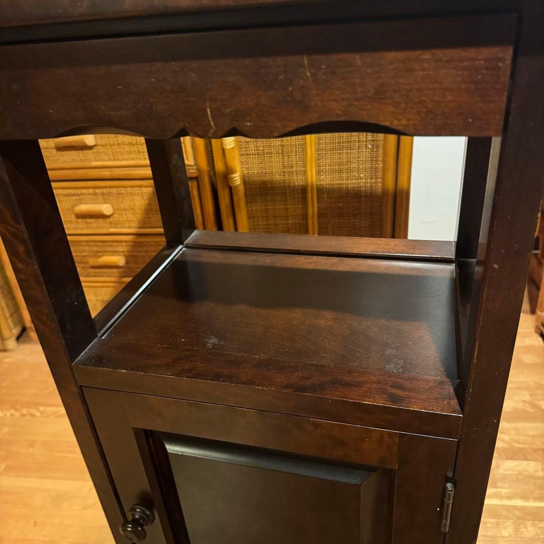 北海道民芸家具 カバ無垢材 ヴィンテージ 電話台 サイドテーブル 飾り台 花台