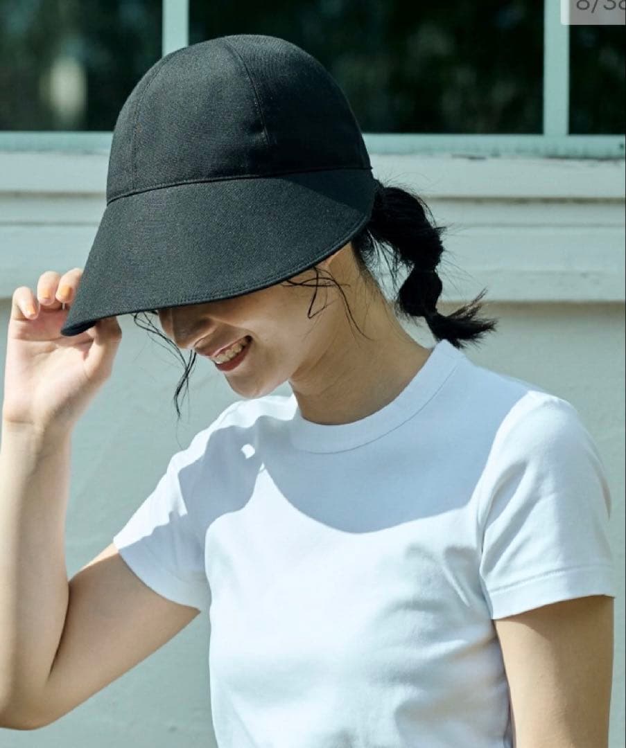 サンバリア100 ワイドキャップ&ハットストラップ　黒色　Mサイズ