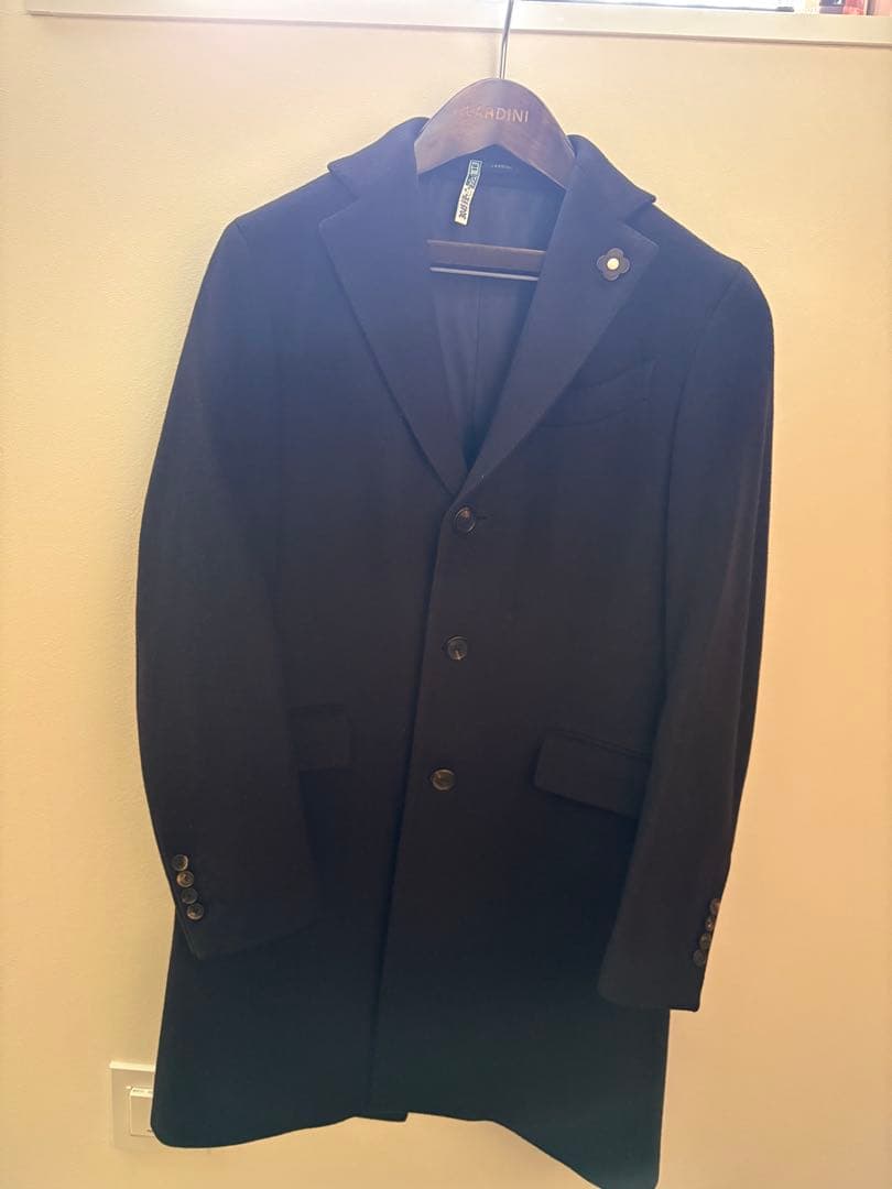 【美品】LARDINI チェスターコート ラルディーニ ネイビー46