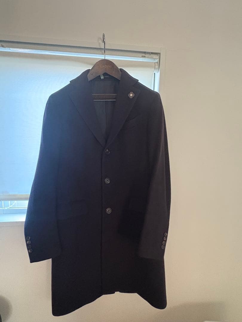 【美品】LARDINI チェスターコート ラルディーニ ネイビー46