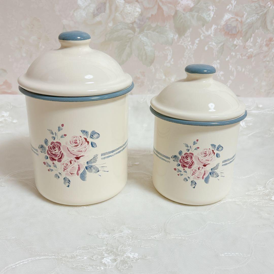 2個セット imane シャルロット 琺瑯キャニスター SとMサイズ imane